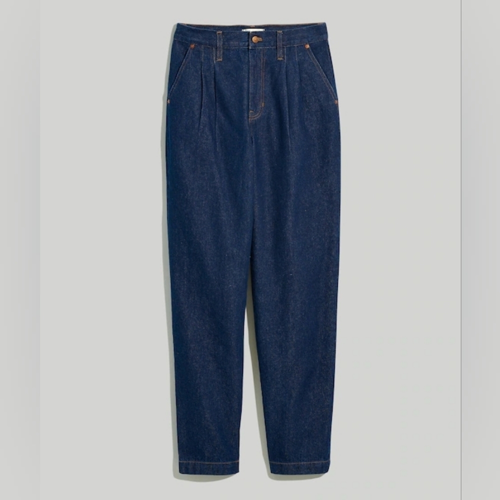 Madewell Baggy Straight Jeans Pleated Woodham Wash Size 31